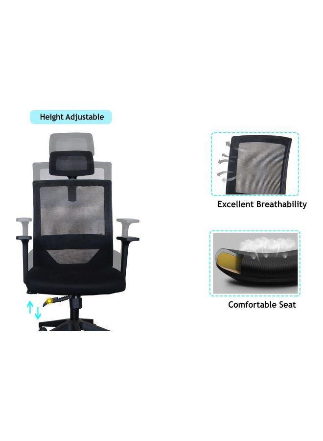 ماهاماي Back Mesh Office Chair Lumbar Support With Headrest Black 52x52x104cm - Image 4