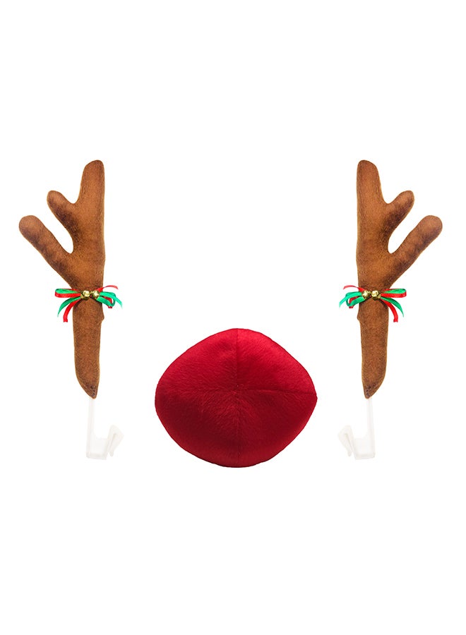 CHRISTMAS MAGIC Antlers And Nose Car Decoration One SIze