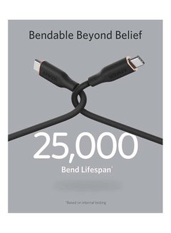 آنكر كابل باور لاين III فلو بمنفذ USB C إلى USB C بقدرة 100 وات ومنفذ USB 2.0 لجهاز ماك بوك برو 2020 وآي باد برو 2020 وآي باد آير وجالاكسي S20 وبيكسل وسويتش وإل جي لون أسود.  - Image 4