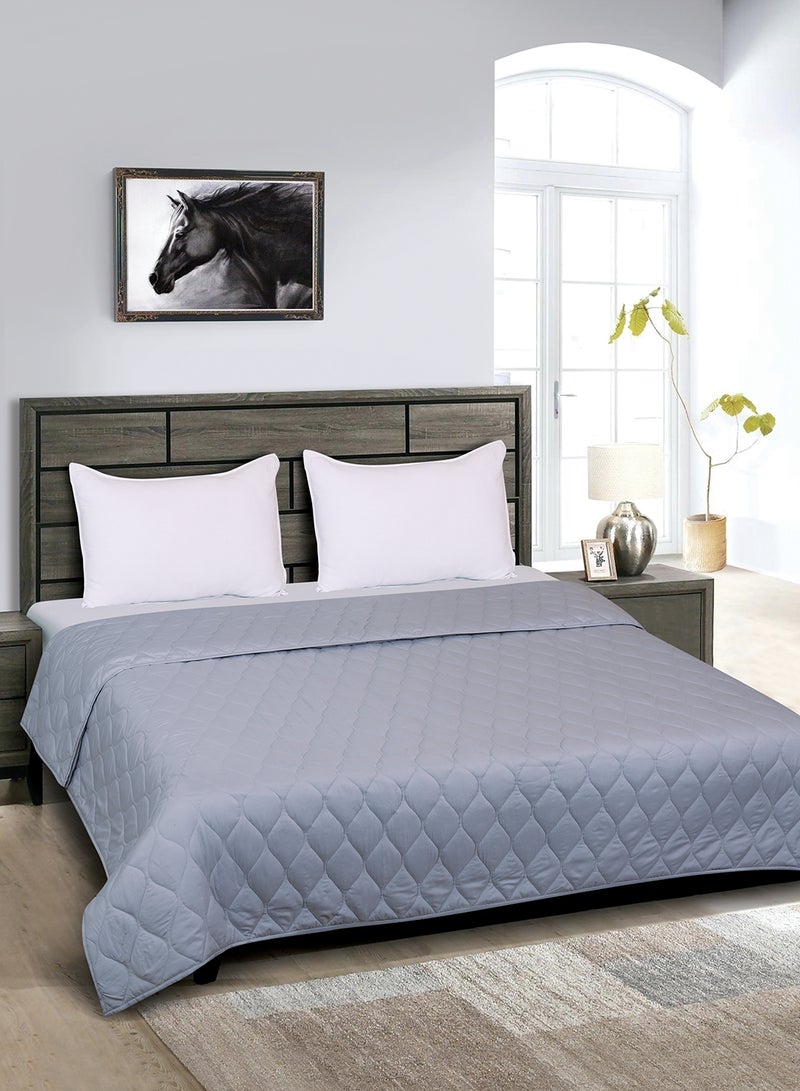 Hometown - Micro Quilted Bedspread Polyester Light Grey King - Image 1