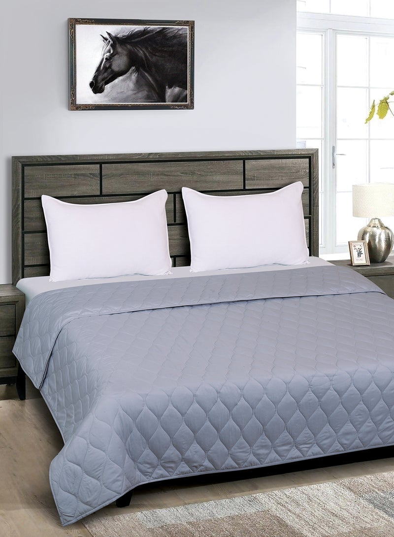 Hometown - Micro Quilted Bedspread Polyester Light Grey King - Image 1