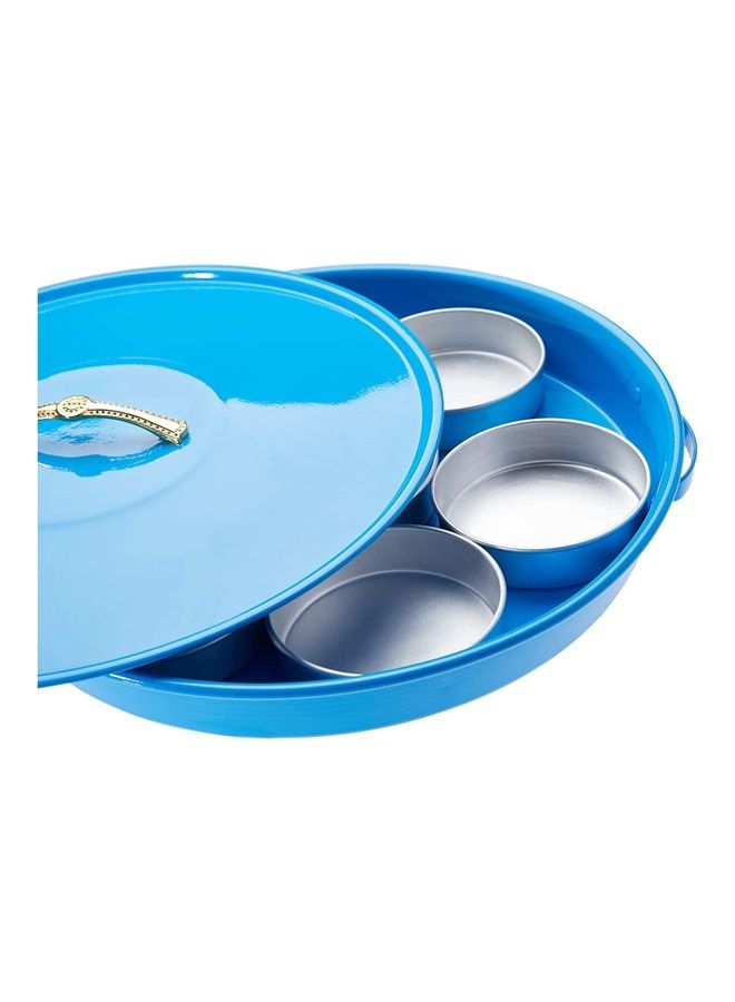 Ayda Tray With 7-Serving Plates Blue/Silver 41x10x44cm  - Image 4