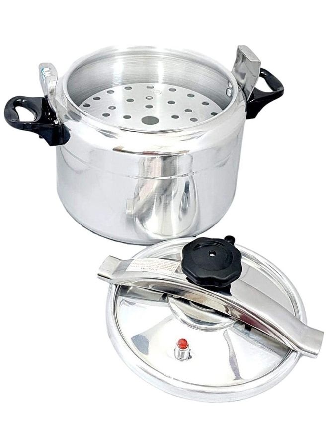 Generic - Premium Quality Aluminum Pressure Cooker With Steamer Fast Canner Pot Crock Stay Cool Handles Automatic Safety Device Black 7Liters - Image 1
