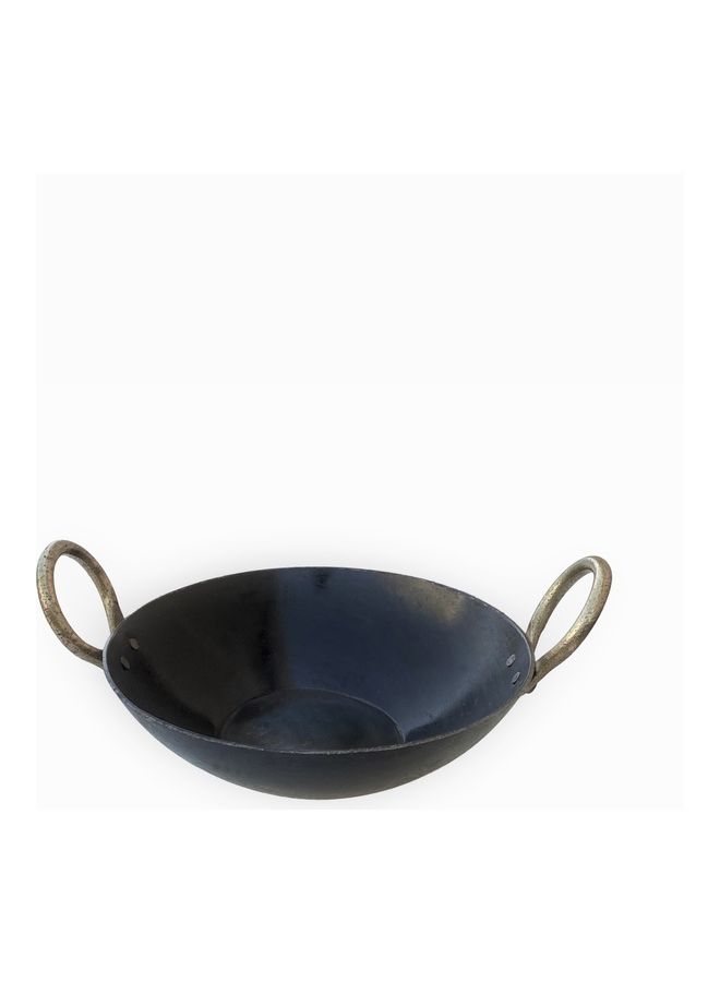 TAJ Iron Flat Bottom Deep Kadai/Wok Black 23.5cm - Image 1