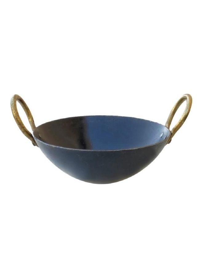 TAJ Iron Flat Bottom Deep Kadai/Wok Black 23.5cm - Image 2