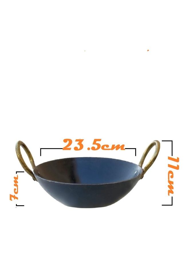TAJ Iron Flat Bottom Deep Kadai/Wok Black 23.5cm - Image 3