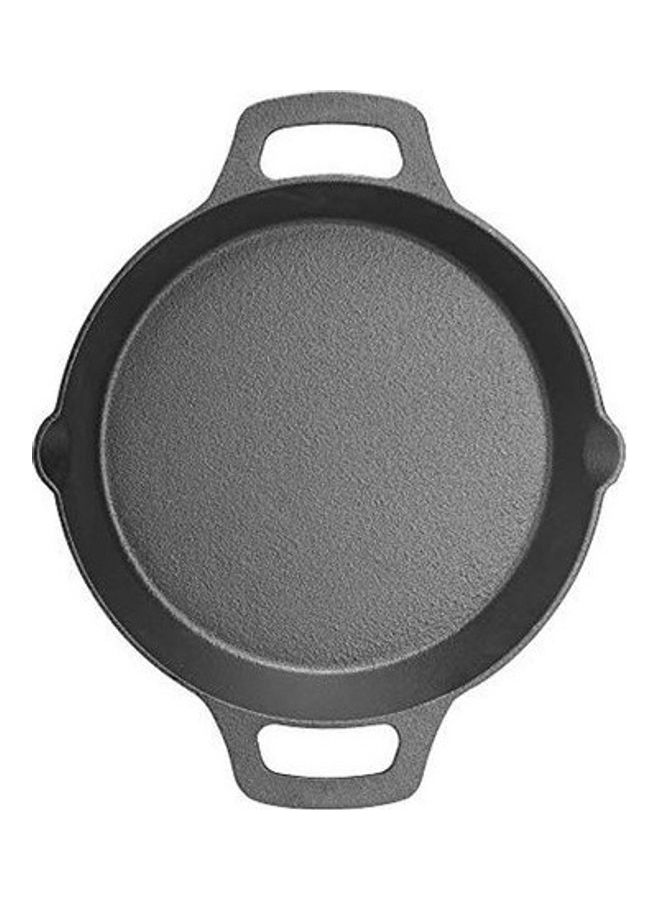 Ayda Cast Iron Pre-Sesoned Dual Handle Fry Pan Skillet Black 10.25 inchcm  - Image 2