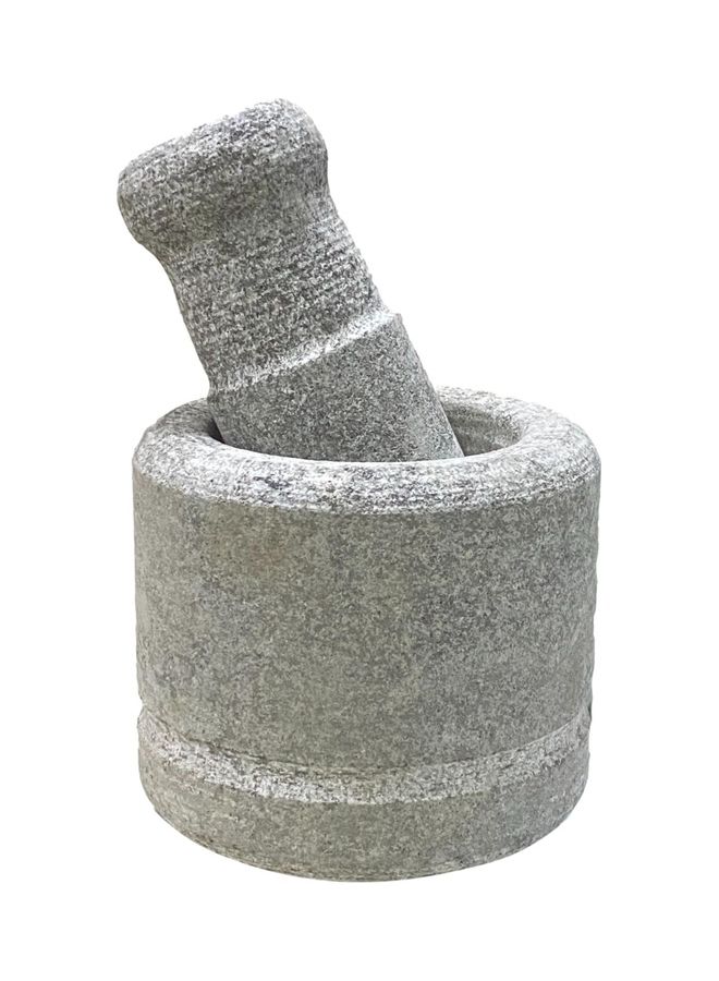 ايدا هاون ومدقة صابون طبيعي من حجر خام الجرانيت رمادي 10.5x8x10.5 سم رمادي 10.5x8x10.5سم 