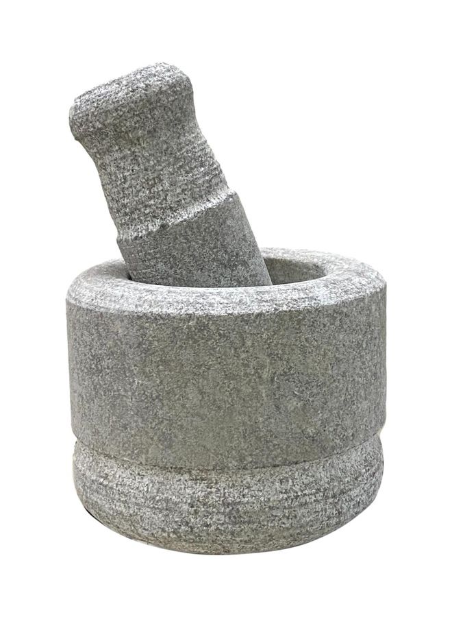 Ayda - Natural Soap Stone Marble Granite Mortar And Pestal Grey 13x10x13cm - Image 1