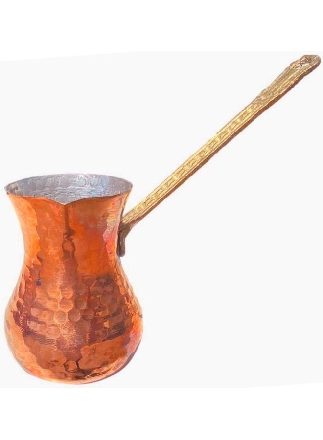 Ayda - Turkish Coffee Pot Copper With Brass Handle Gold 15cm - Image 1