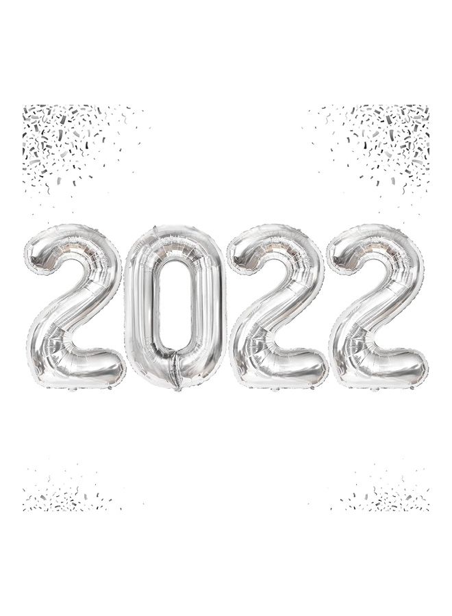 بارتي تايم طقم بالونات من القصدير باللون الفضي 2022 من 4 قطع 40بوصة - Image 1