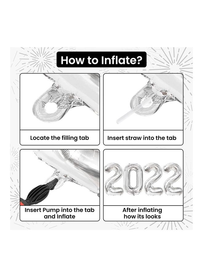 بارتي تايم طقم بالونات من القصدير باللون الفضي 2022 من 4 قطع 40بوصة - Image 2