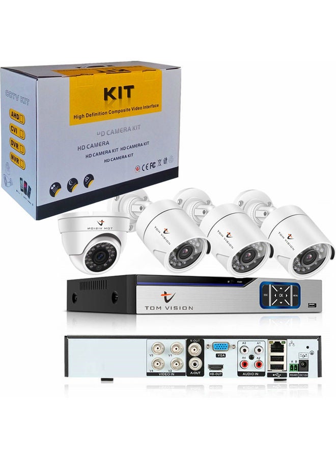 TOMVISION - Full HD CCTV Camera Security Recording System Kit White - Image 1