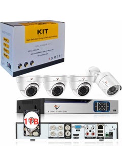 TOMVISION Full HD CCTV Camera Security Recording System Kit White  - Image 1