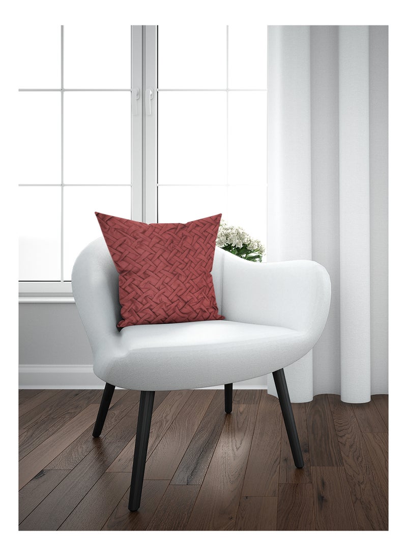 هوم تاون غطاء وسادة ديكور مطرزة بتفاصيل مكشكشة وبحشوة قابلة للإزالة أحمر 45x45cmسم - Image 1