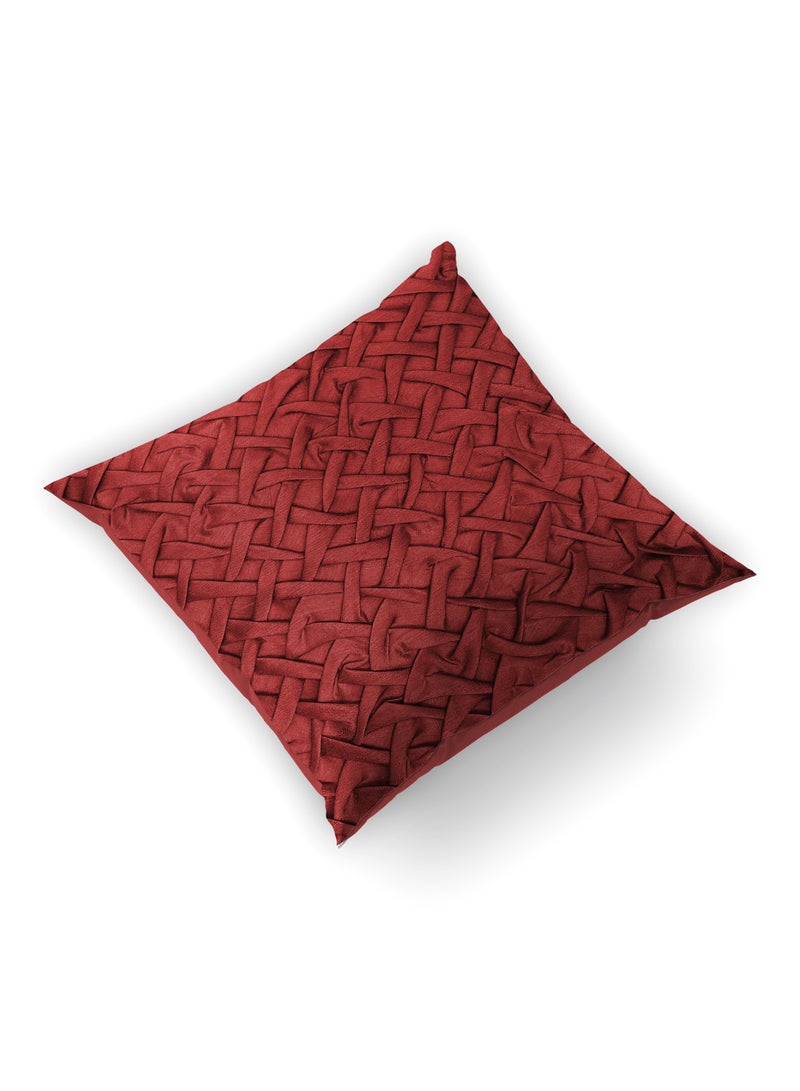 هوم تاون غطاء وسادة ديكور مطرزة بتفاصيل مكشكشة وبحشوة قابلة للإزالة أحمر 45x45cmسم - Image 3