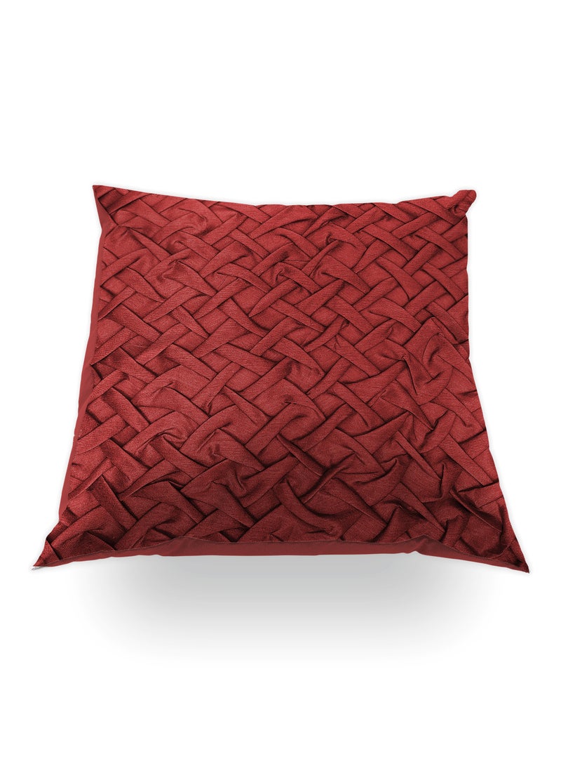 هوم تاون غطاء وسادة ديكور مطرزة بتفاصيل مكشكشة وبحشوة قابلة للإزالة أحمر 45x45cmسم - Image 4