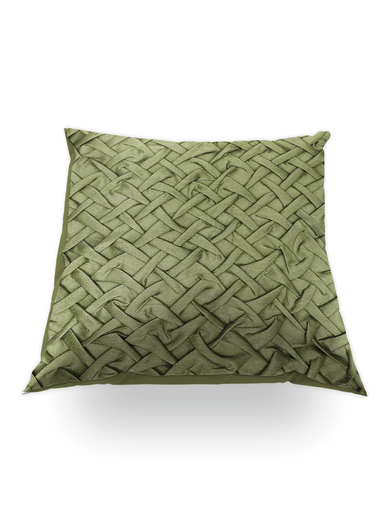هوم تاون غطاء وسادة ديكور مطرزة بتفاصيل مكشكشة وبحشوة قابلة للإزالة أخضر 45x45cmسم - Image 4