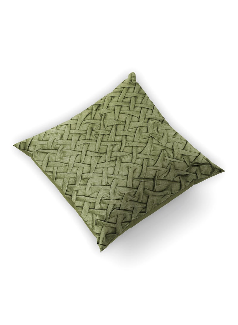 هوم تاون غطاء وسادة ديكور مطرزة بتفاصيل مكشكشة وبحشوة قابلة للإزالة أخضر 45x45cmسم - Image 3