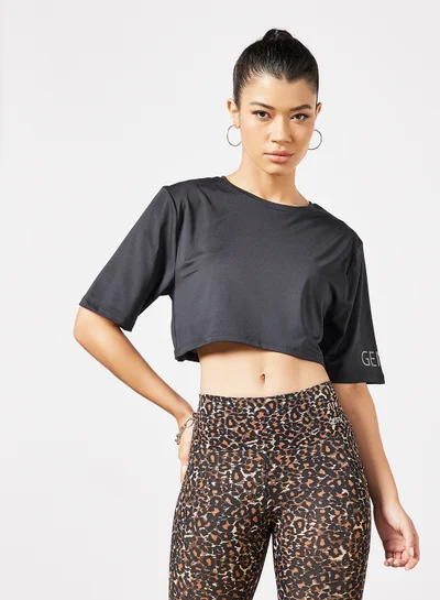 Sivvi x GenM Logo Sports Cropped T-Shirt Black