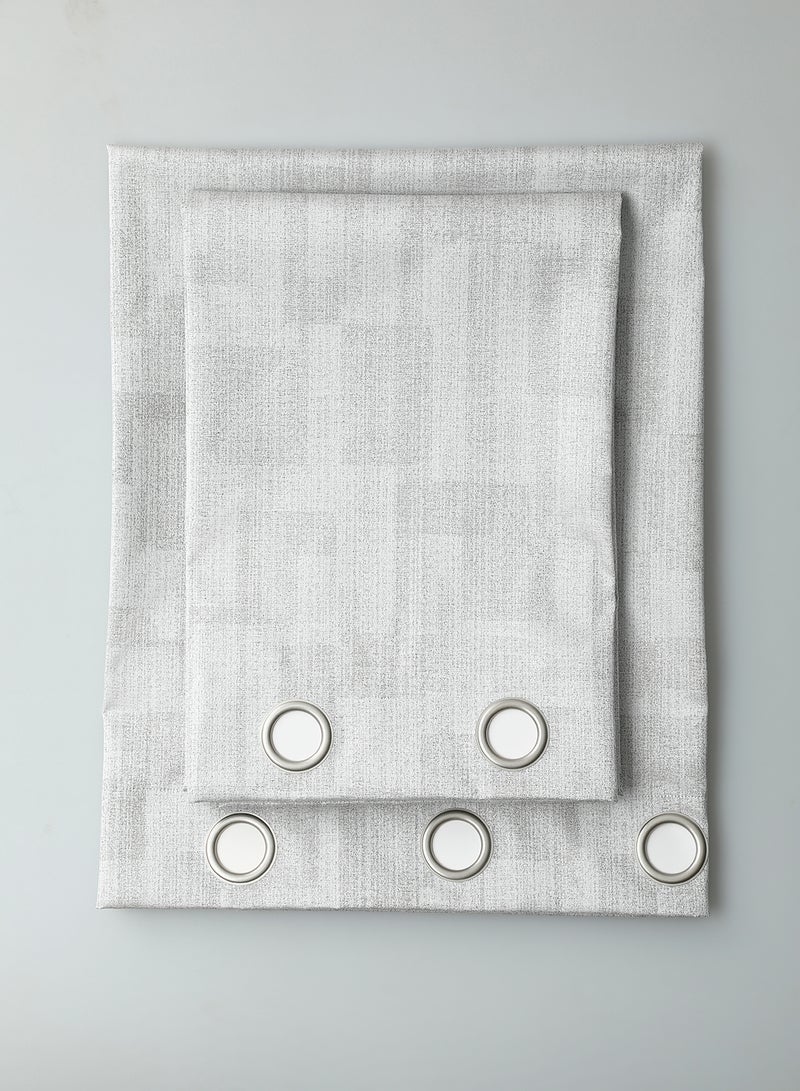 هوم تاون طقم ستائر نافذة مصنوع من الجاكار ومزود بفتحات من قطعتين فضي 135 x 240سم - Image 2