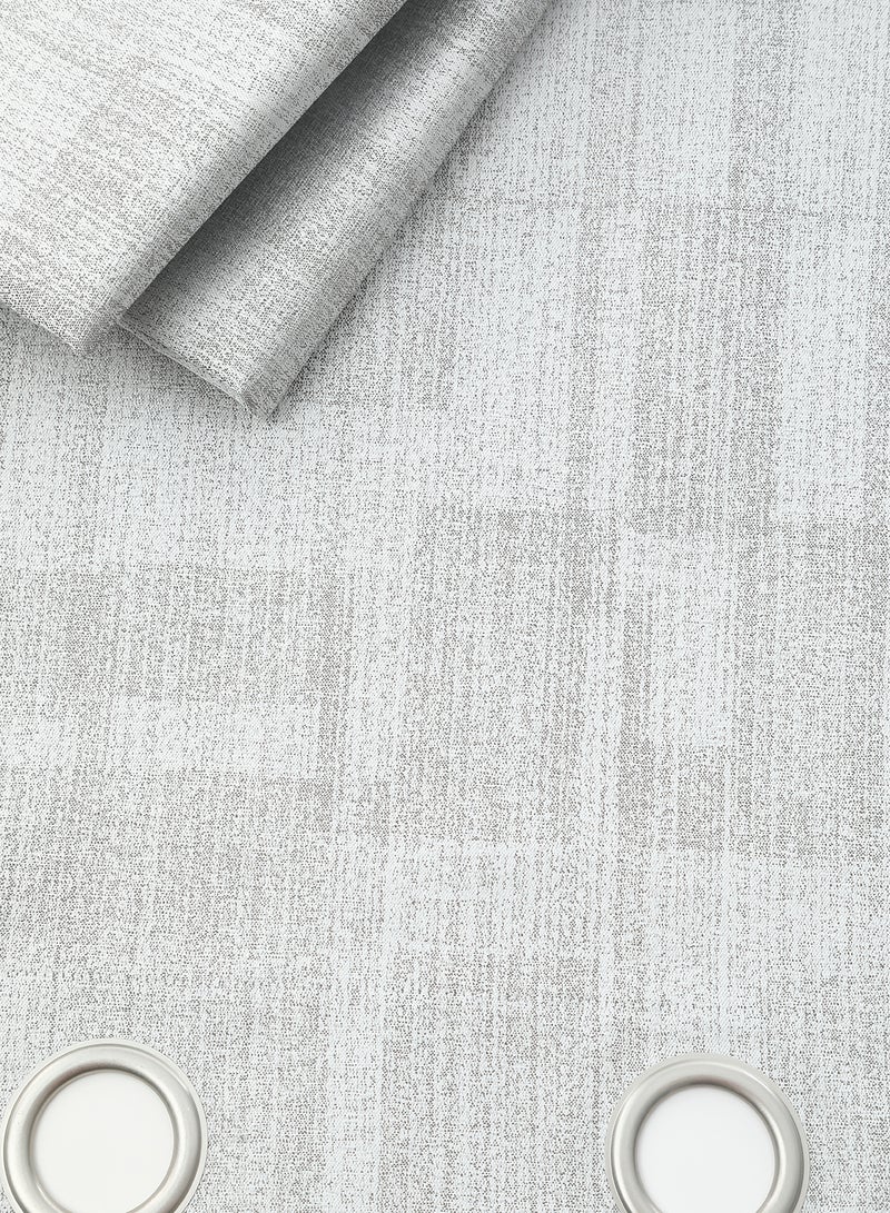 هوم تاون طقم ستائر نافذة مصنوع من الجاكار ومزود بفتحات من قطعتين فضي 135 x 240سم - Image 3