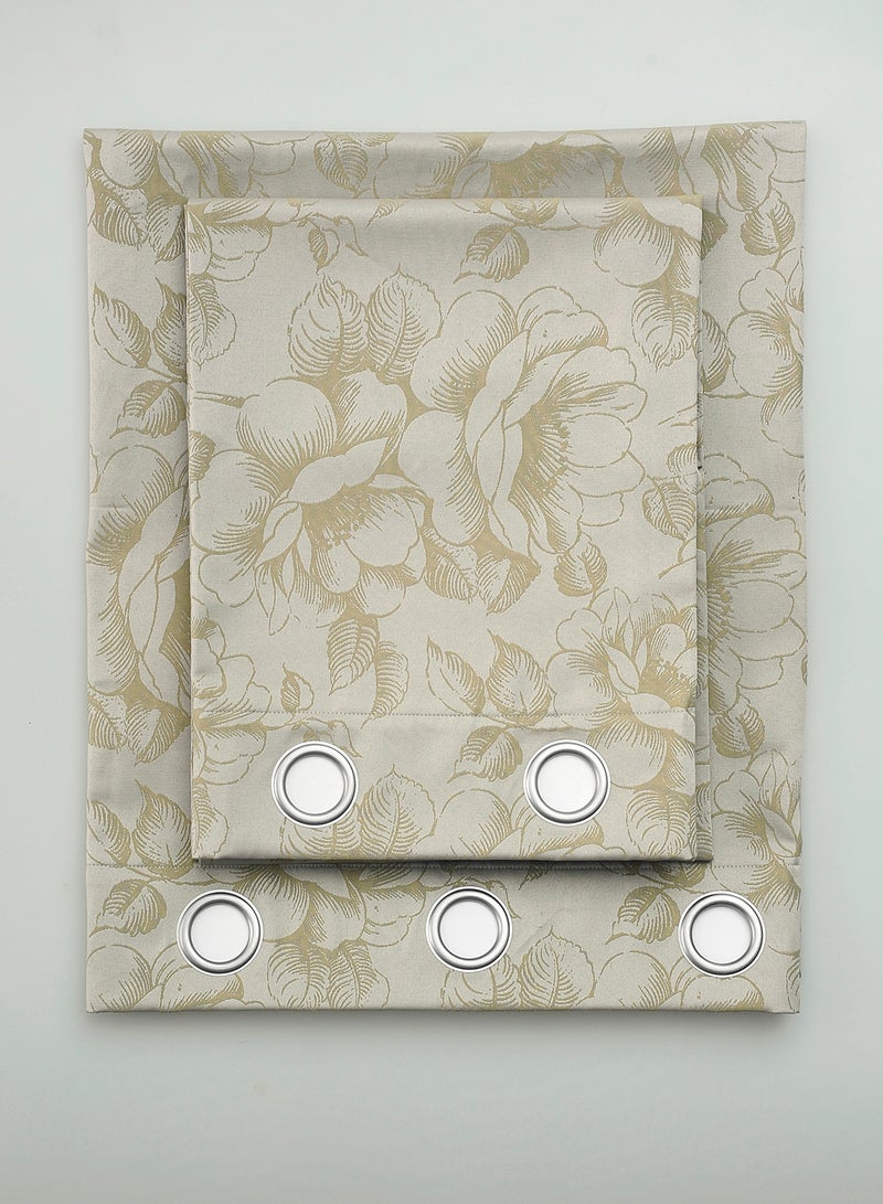 هوم تاون زوج من الستائر الجاكاردية مع حلقات التثبيت - Image 2