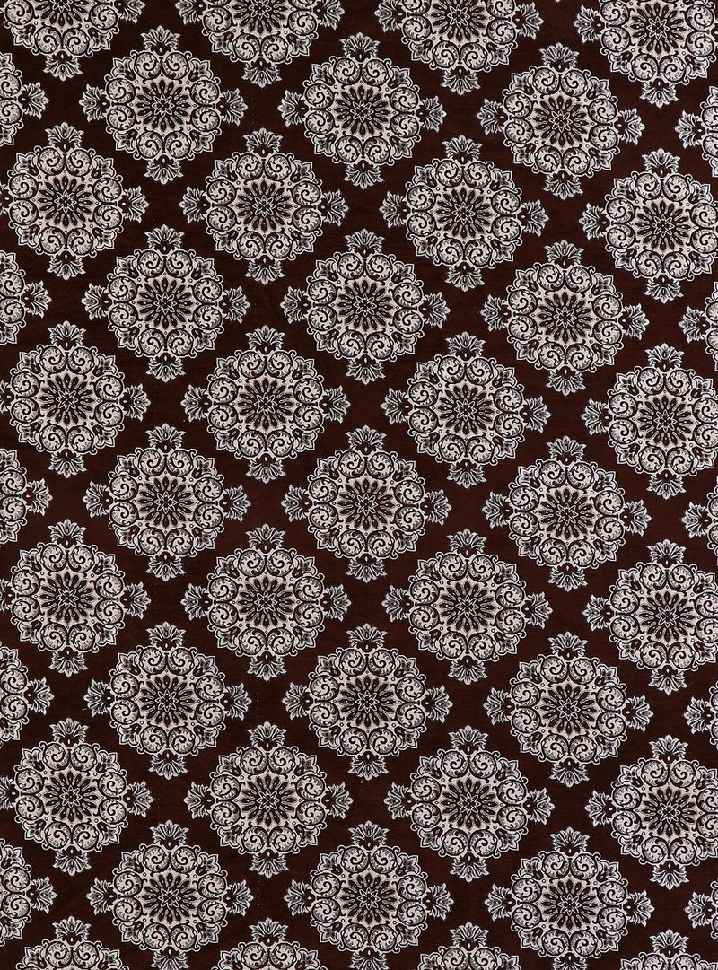 Hometown HOME TOWN 2-Piece Printed out Eyelet Ring Top Window Curtains - 2PK Set Chennile Brown/White 135 x 240cm  - Image 3