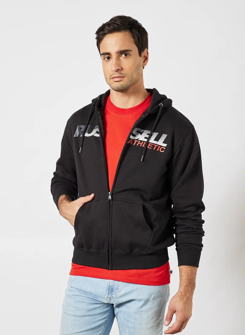 Russell Athletic Logo Zip Through Hoodie Black