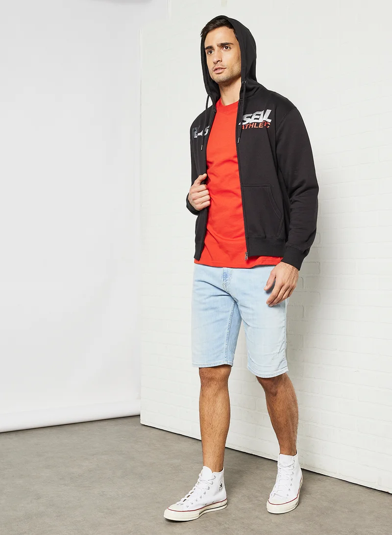 Russell Athletic Logo Zip Through Hoodie Black