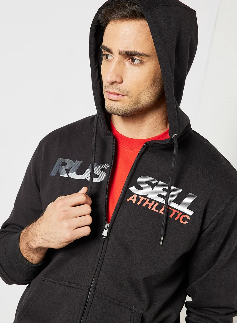 Russell Athletic Logo Zip Through Hoodie Black