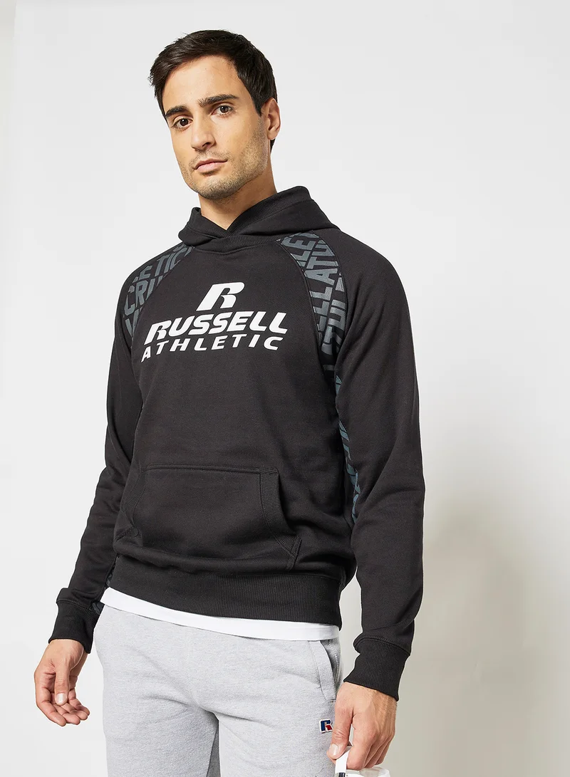 Russell Athletic Logo Panel Hoodie Black