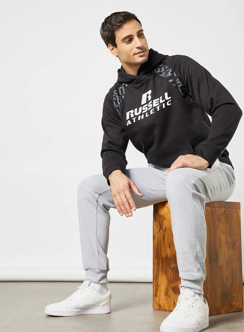 Russell Athletic Logo Panel Hoodie Black