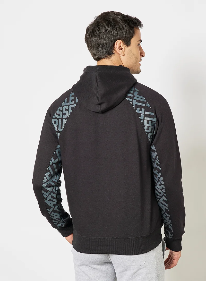 Russell Athletic Logo Panel Hoodie Black