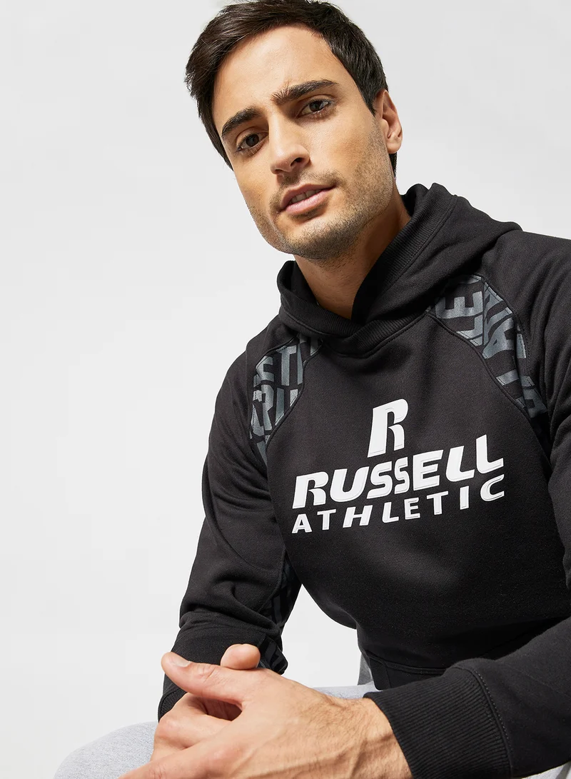 Russell Athletic Logo Panel Hoodie Black
