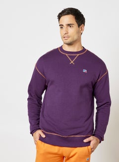 Contrast Stitch Sweatshirt Purple