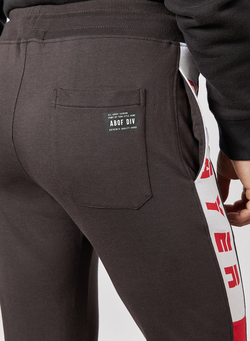 ABOF Regular Fit Joggers Brown/White  - Image 3