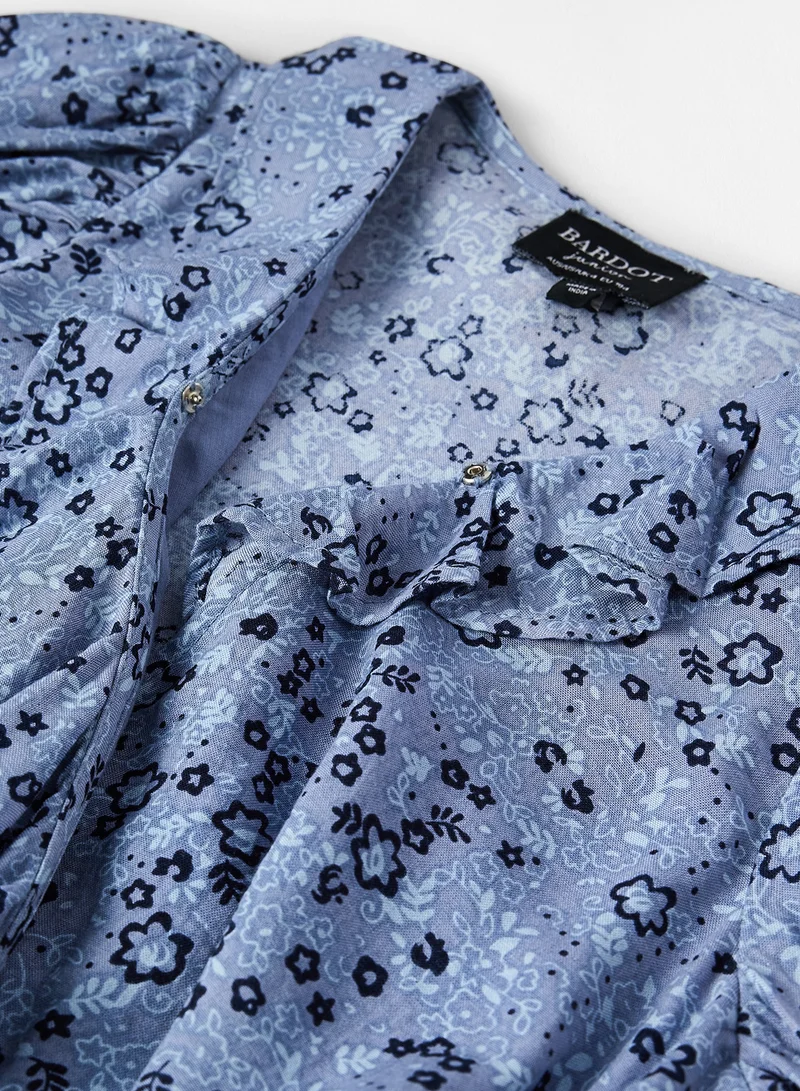 Bardot Junior Girls Floral Print Wrap Top Blue
