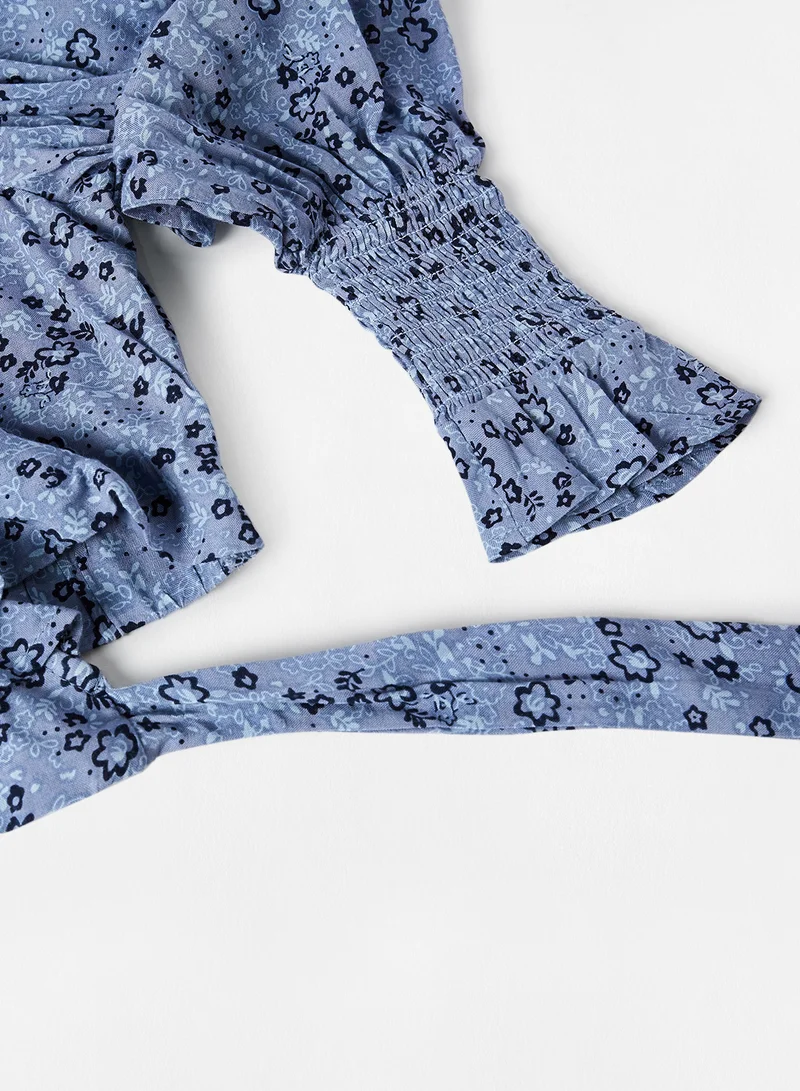 Bardot Junior Girls Floral Print Wrap Top Blue