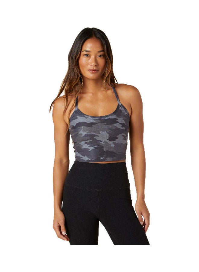 Beyond Yoga Camo Spacedye Slim Racerback Cropped Tank Silver Mist Camo  - Image 1