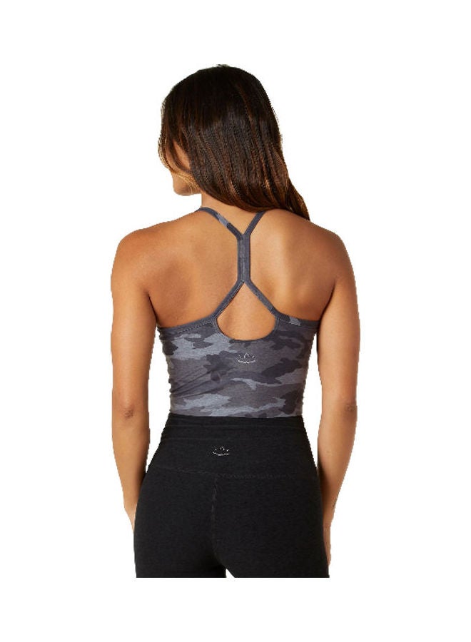 Beyond Yoga Camo Spacedye Slim Racerback Cropped Tank Silver Mist Camo  - Image 2