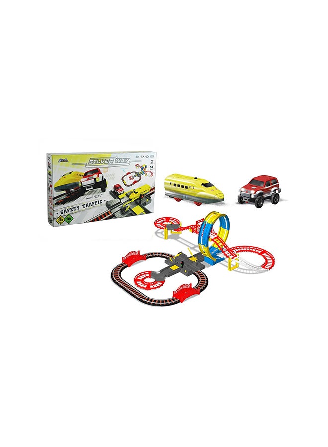 Silver Way Railway & Auto Track Playset 53×9×31cm  - Image 2