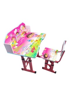 Education Study Table And Chair With Attached Clock Multicolour 70 x 90 x 50cm