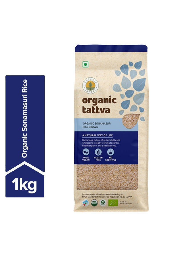 Organic Tattva - Organic Sonamasuri Rice Brown 1kg - Image 1