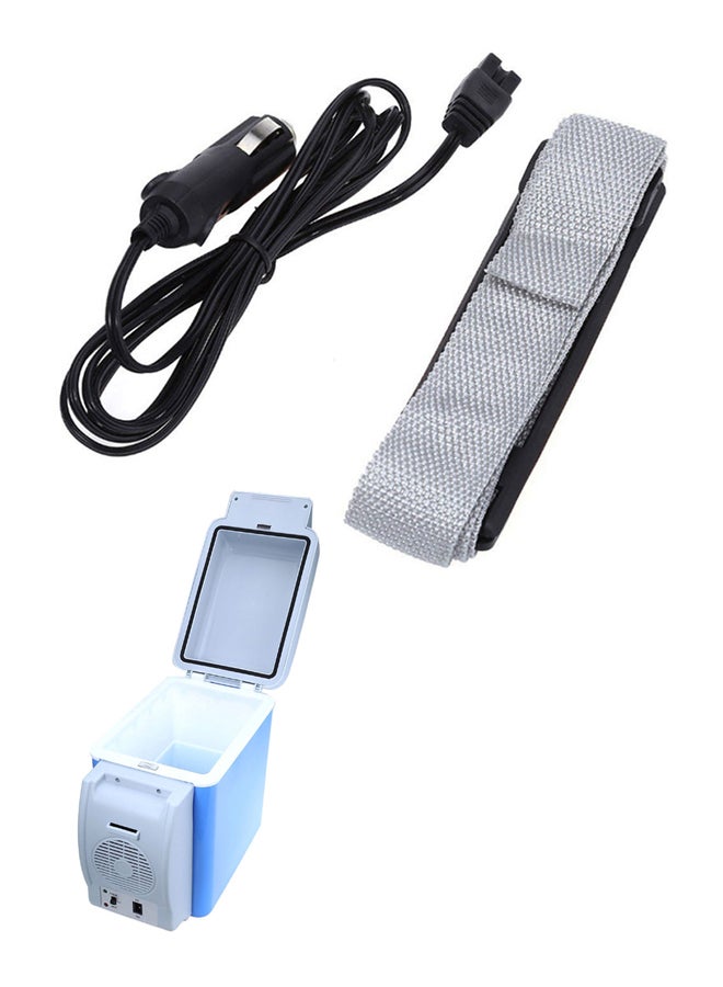 Portable Car Refrigerator With Strap And Charger 7.5 L K7085-1 Grey/Blue/White