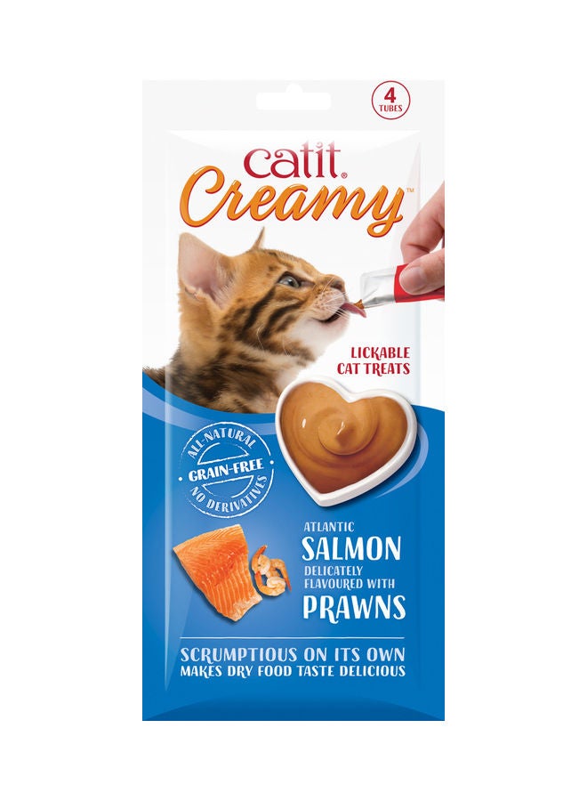 Creamy Lickable Cat Treat Salmon Flavor 4 Tubes, Pack Of 4 Blue 10grams - v1639549628/N52163924A_1