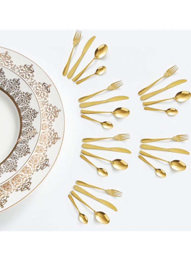 Home Box 24-Piece Festive Shiny Cutlery Set Gold 24cm  - Image 3