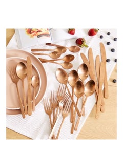 24-Piece Copper Matte Finish Festive Cutlery Set Brown 22cm