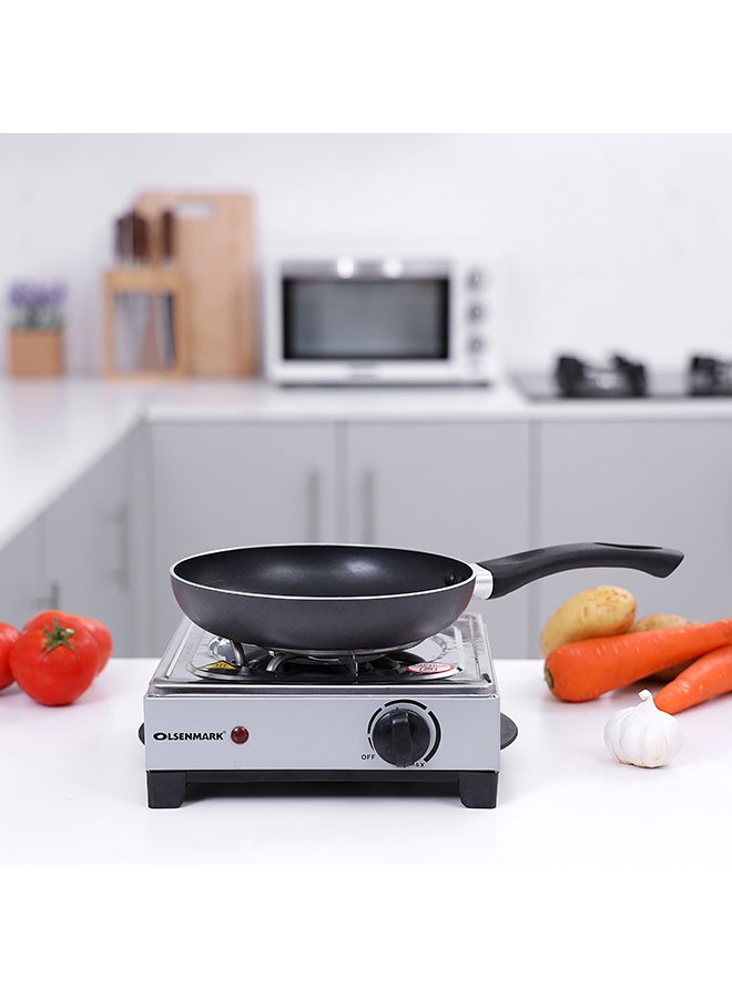 Olsenmark - Single Burner Electric Hot Plate With Over Heat Protection, Auto-thermostat Control, Non-stick Coating, Operating Indicator Light: On/Off  And Compact & Portable 1000 W OMHP2093 Silver - Image 1