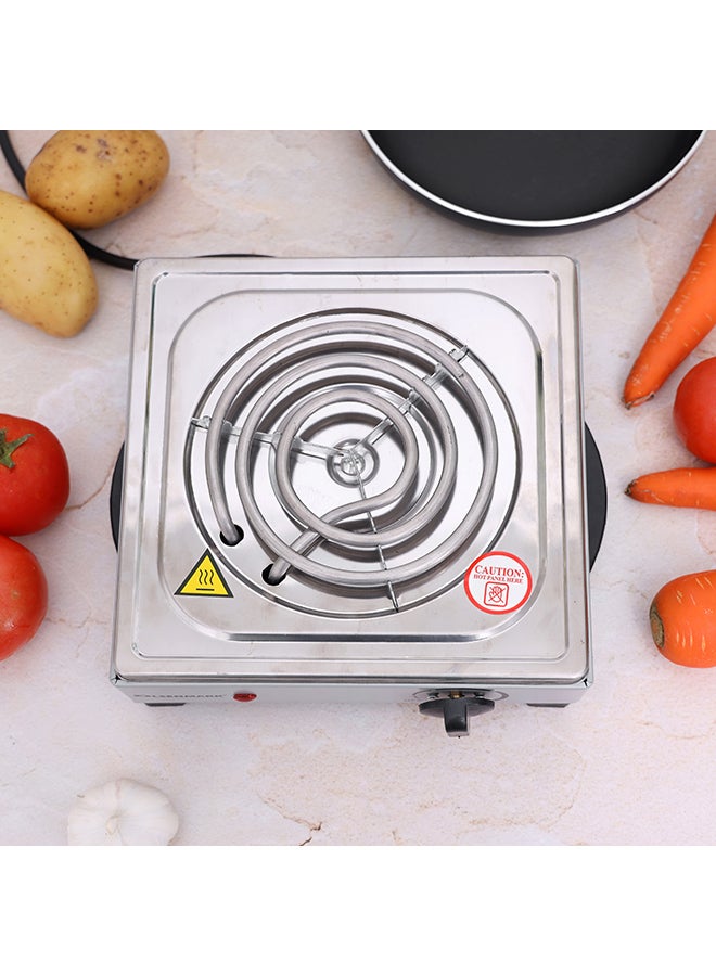 Olsenmark - Single Burner Electric Hot Plate With Over Heat Protection, Auto-thermostat Control, Non-stick Coating, Operating Indicator Light: On/Off  And Compact & Portable 1000 W OMHP2093 Silver - Image 1